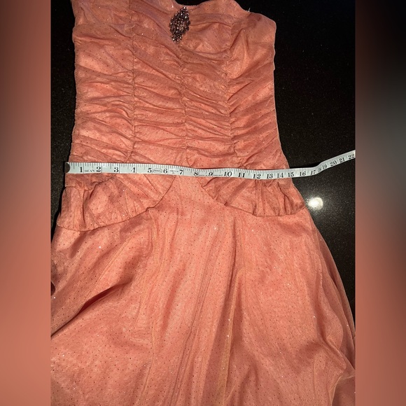 Love Tease Strapless Pleated Corset Gowns Metallic Blush Pink NWT (7) - Picture 10 of 14